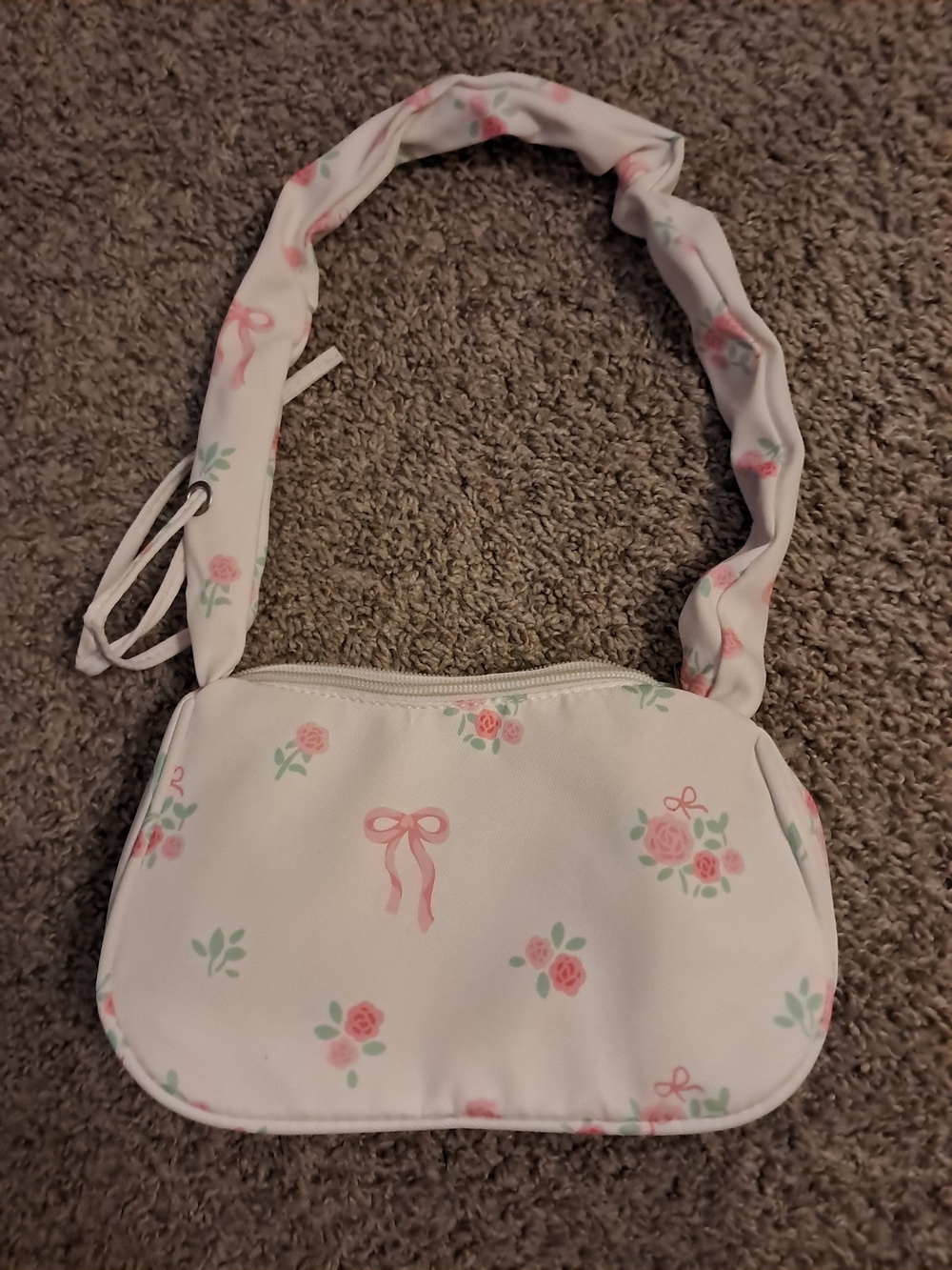 White Floral Bow Shoulder Bag